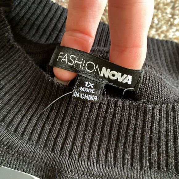 Fashion Nova Sweater Dress Champ New Heavy Long Sleeve Womens Size 1X Black Red - Picture 7 of 10